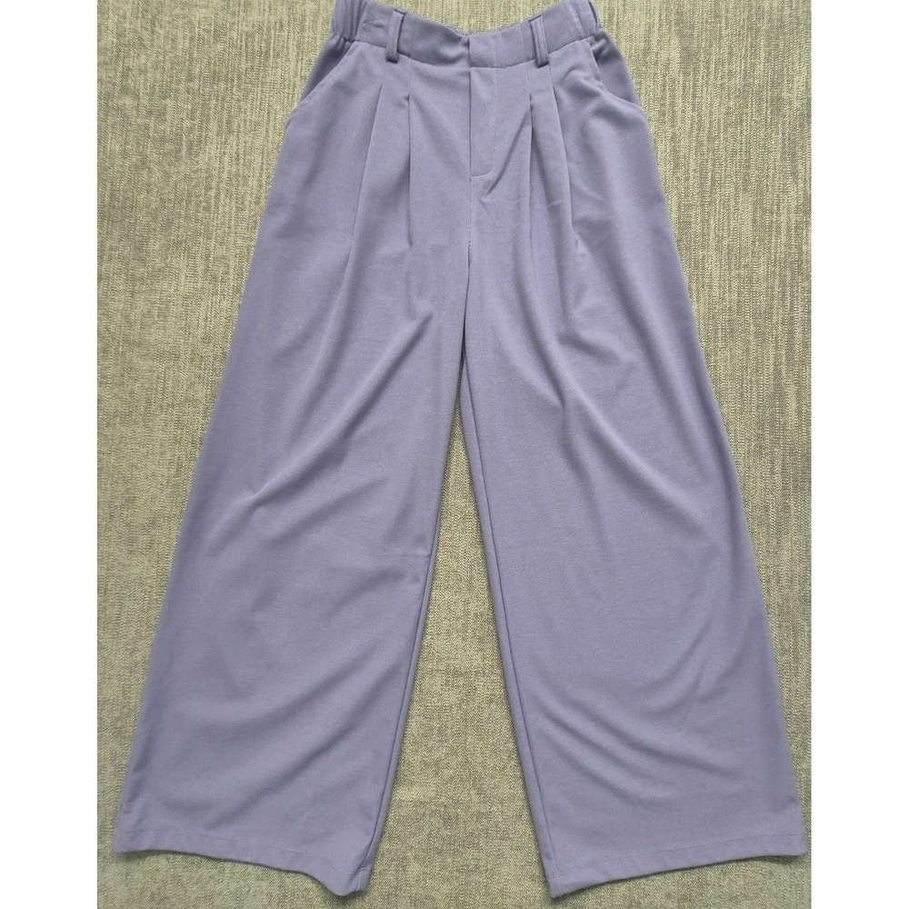 NWT Halara flex waffle knit wide leg pants high waisted purple women's M pleated